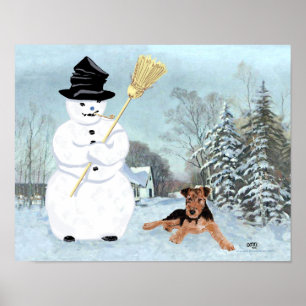 Sneeuwman bouwen poster