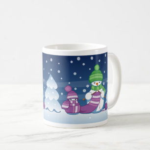 Sneeuwman Breiend Kerstsjaal Koffiemok
