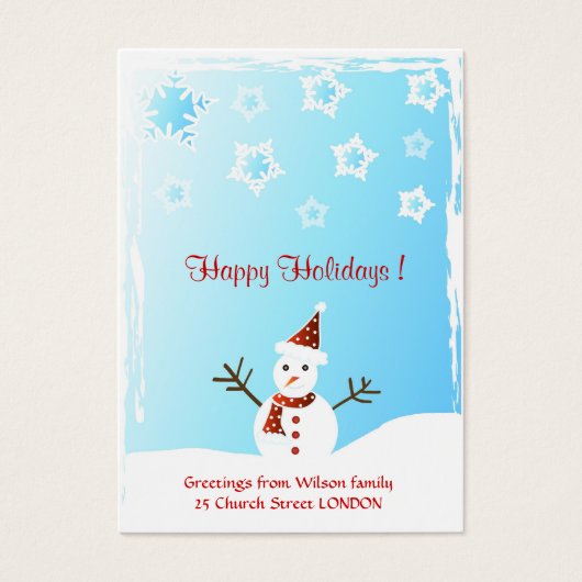 Sneeuwman - Cadeau label kaart (Voorkant)