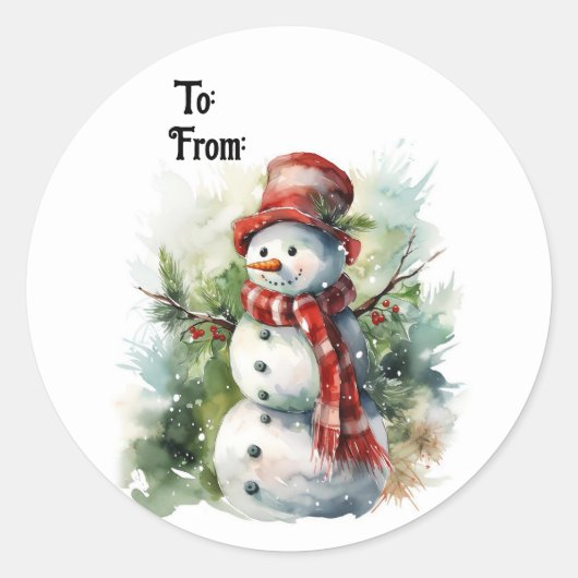Sneeuwman Cadeau Sticker (Voorkant)