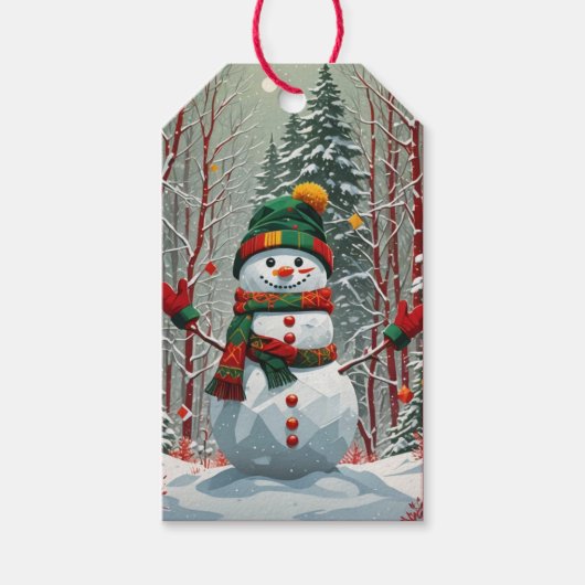 Sneeuwman Cadeaulabel (Voorkant)