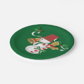 Sneeuwman Candy Cane Bells Kerstmis Papieren Bordje (Gekanteld)