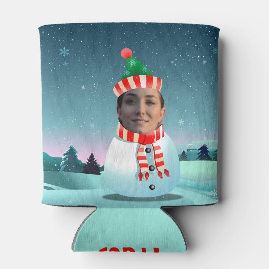 Sneeuwman Cartoon met gezicht Blikjeskoeler (Achterkant)