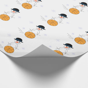 Sneeuwman die basketbal speelt cadeaupapier