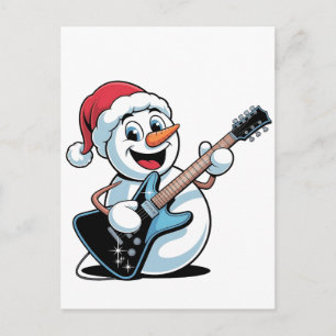 Sneeuwman die elektrische gitaar speelt Sinterklaa Uitnodiging Briefkaart