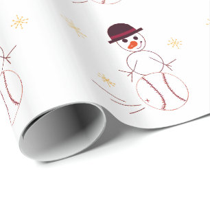 Sneeuwman die honkbal speelt cadeaupapier