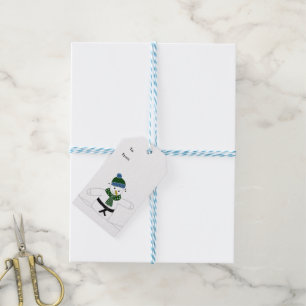 Sneeuwman die martial arts beoefent cadeaulabel