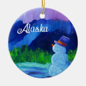 Sneeuwman Dreams Keramisch Ornament met ALASKA (Voorkant)