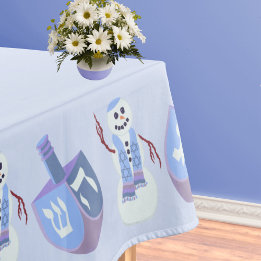 Sneeuwman Dreidels Blauw Joodse feestdag Chanoeka Tafelkleed