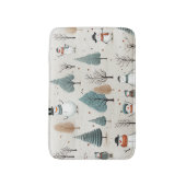 Sneeuwman en bomen badmat (Voorkant Verticaal)