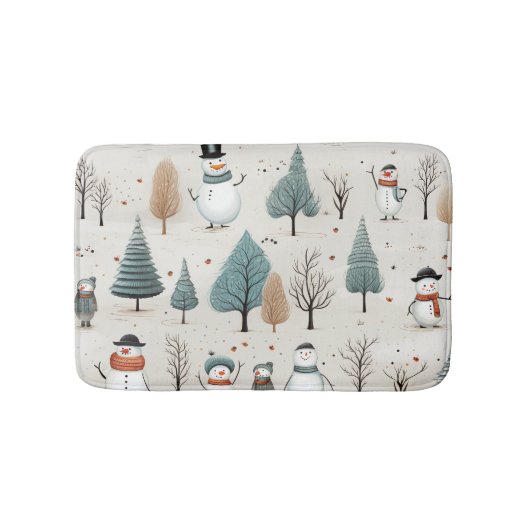 Sneeuwman en bomen badmat (Voorkant)