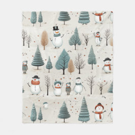 Sneeuwman en bomen fleece deken