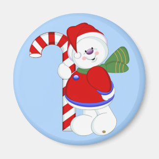 Sneeuwman en Candycane Magneet