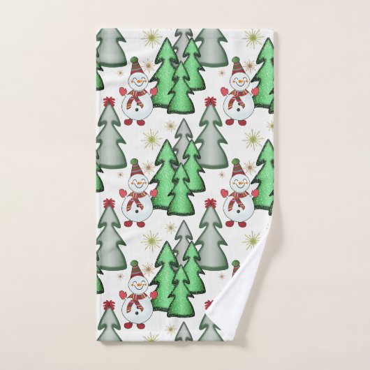 Sneeuwman- en kerstbomen. bad handdoek (Handdoek)