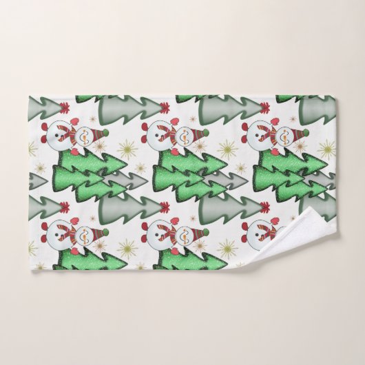 Sneeuwman- en kerstbomen. bad handdoek (Handdoek)