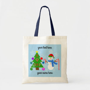 Sneeuwman en kerstboom #2 Canvas tas