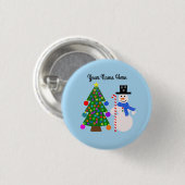 Sneeuwman en kerstboom #4 Button (Voorkant /achterkant)