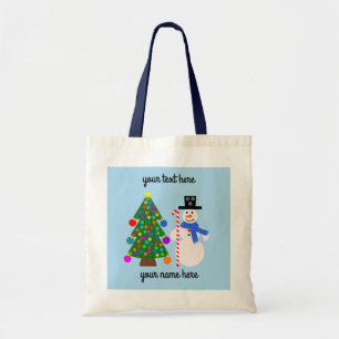 Sneeuwman en kerstboom #4 Canvas tas