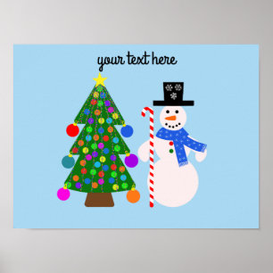 Sneeuwman en kerstboom #4 Poster