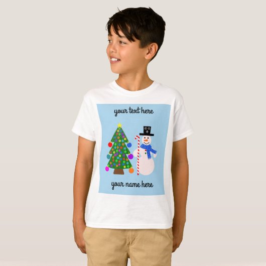 Sneeuwman en kerstboom #4 T-shirt (Voorkant volledig)
