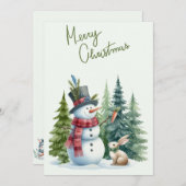 Sneeuwman en konijn vrolijke kerst Kaart (Voorkant / Achterkant)