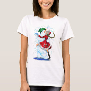 Sneeuwman en meisje dansers Kerst T-shirt