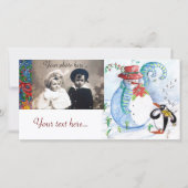 SNEEUWMAN EN PINGUÏN'S WINTERSERENADE FEESTDAGENKAART (Voorkant)