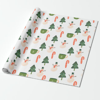 Sneeuwman en snoepriet cadeaupapier