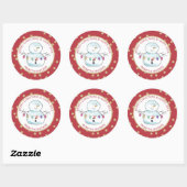 Sneeuwman en String Lights Ronde Sticker (Vel)