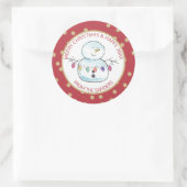 Sneeuwman en String Lights Ronde Sticker (Tas)