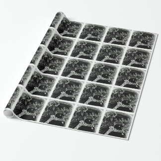 Sneeuwman en Yaie met zwarte kerst Cadeaupapier