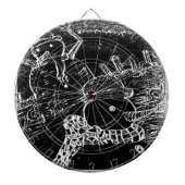 Sneeuwman en Yaie met zwarte kerst Dartbord (Voorkant)