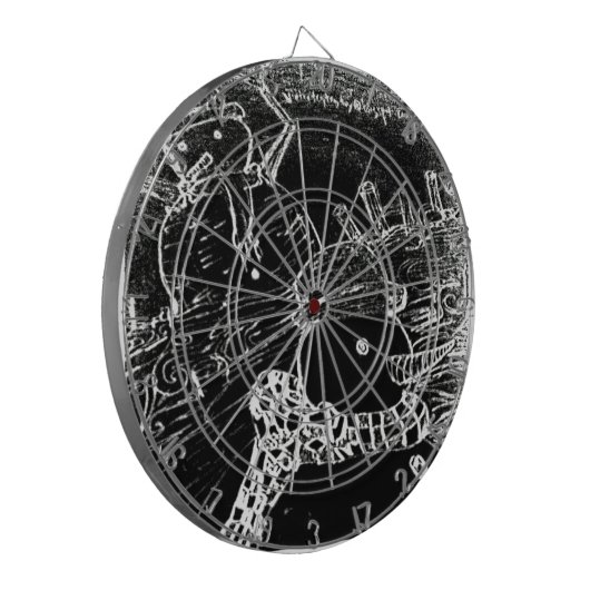 Sneeuwman en Yaie met zwarte kerst Dartbord (Voorkant Links)