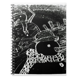 Sneeuwman en Yaie met zwarte kerst Notitieboek