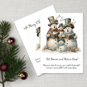 Sneeuwman Familie Kerstliedjes Kerstgroet Kaart
