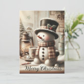 Sneeuwman Feestdagenkaart (Staand voorkant)