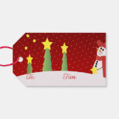 Sneeuwman feestelijk ontworpen cadeaulabel (Achterkant Horizontaal)