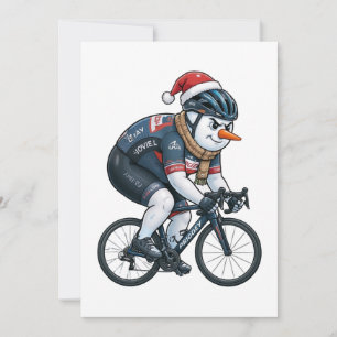 Sneeuwman Fietser Kerstmis 2026 Vakantie Fietsen Bedankkaart