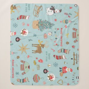 Sneeuwman Fir-Tree Kerst wrapping patroon Sherpa Deken