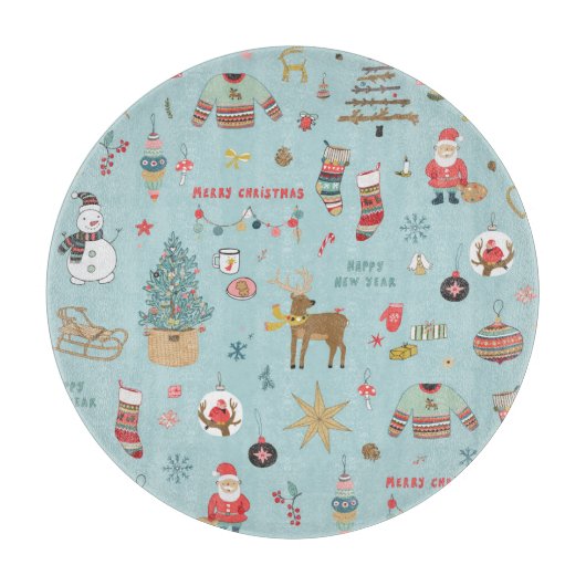 Sneeuwman Fir-Tree Kerst wrapping patroon Snijplank (Voorkant)