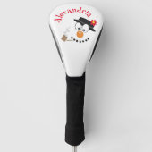Sneeuwman Funny Face Schattigee nieuwigheid kerst Golfheadcover (Voorkant)