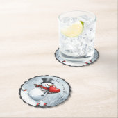 Sneeuwman geeft liefde met een groot hart kartonnen onderzetters (Insitu)