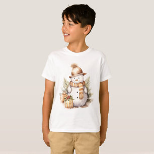 Sneeuwman gekleed in goud t-shirt