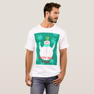 Sneeuwman Gelukkig Nieuwjaar Mannen T-shirt