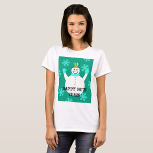 Sneeuwman Gelukkig Nieuwjaar Vrouwen T-shirt