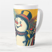 Sneeuwman geniet van een roller onderzetter latte mok (Rechterhoek)