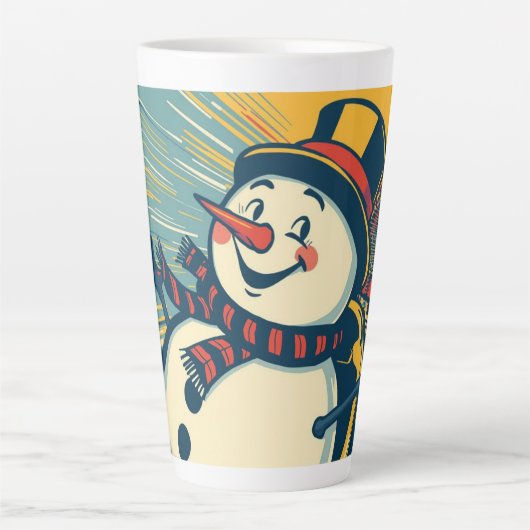 Sneeuwman geniet van een roller onderzetter latte mok (Voorkant)