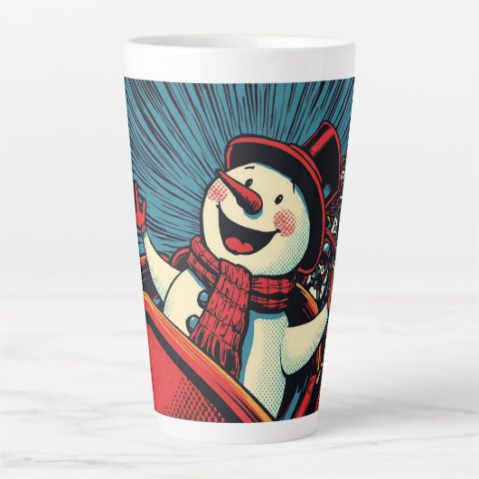 Sneeuwman geniet van een roller onderzetter. latte mok (Voorkant)