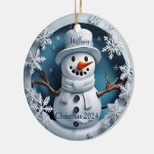 Sneeuwman gepersonaliseerde kerst ornament (Links)