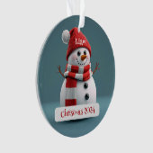 Sneeuwman gepersonaliseerde kerst ornament (voorkant)